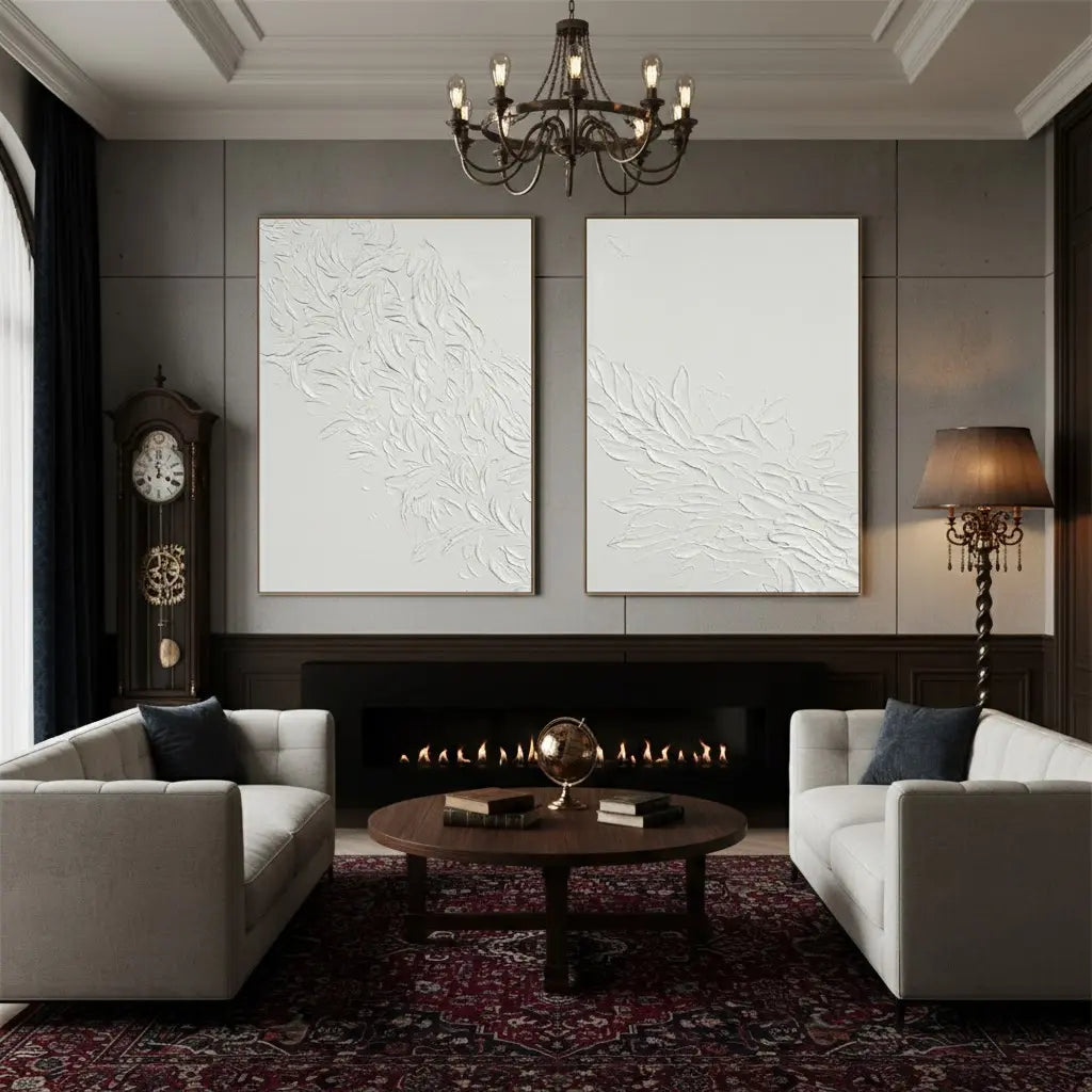 Plaster Art Minimalist Textured Paintings Set of 2 #P121 ArtiQuo