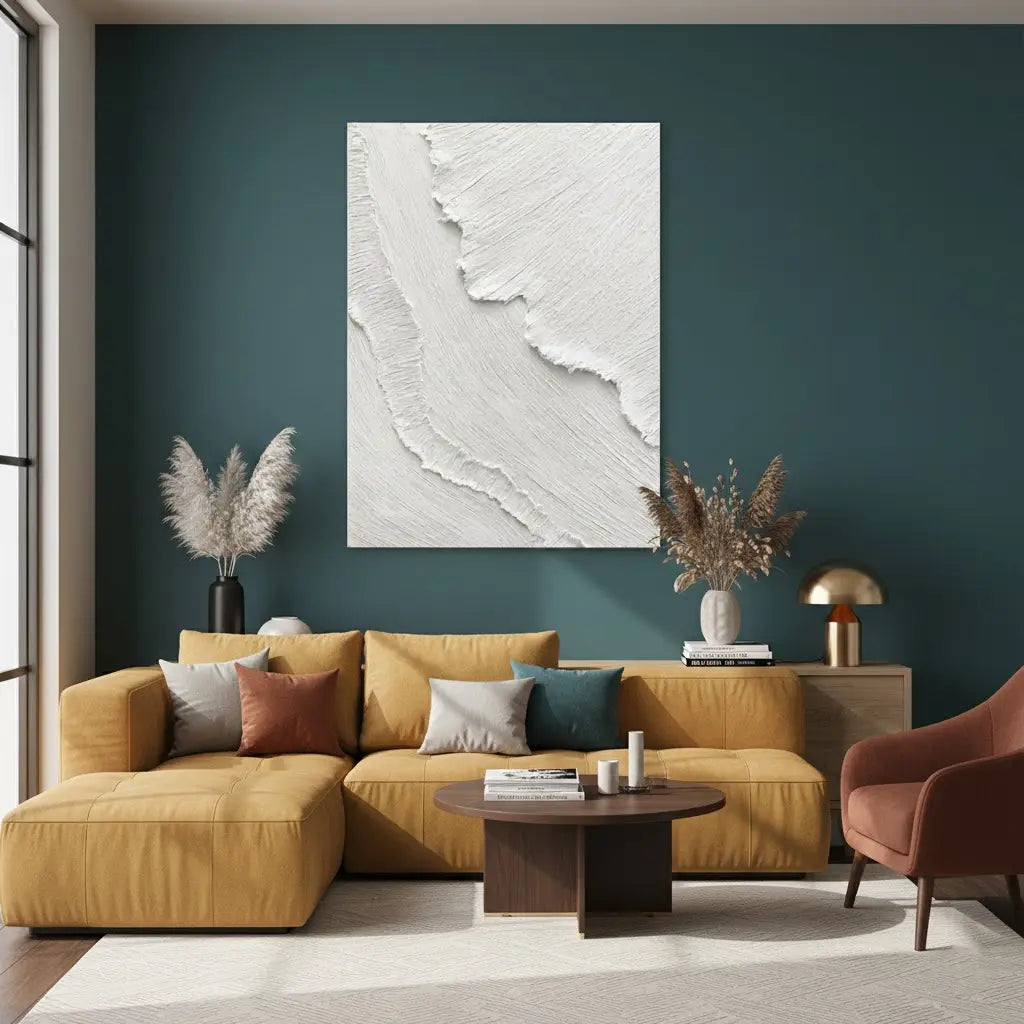 White Minimalist Textured Painting Canvas #P130 ArtiQuo