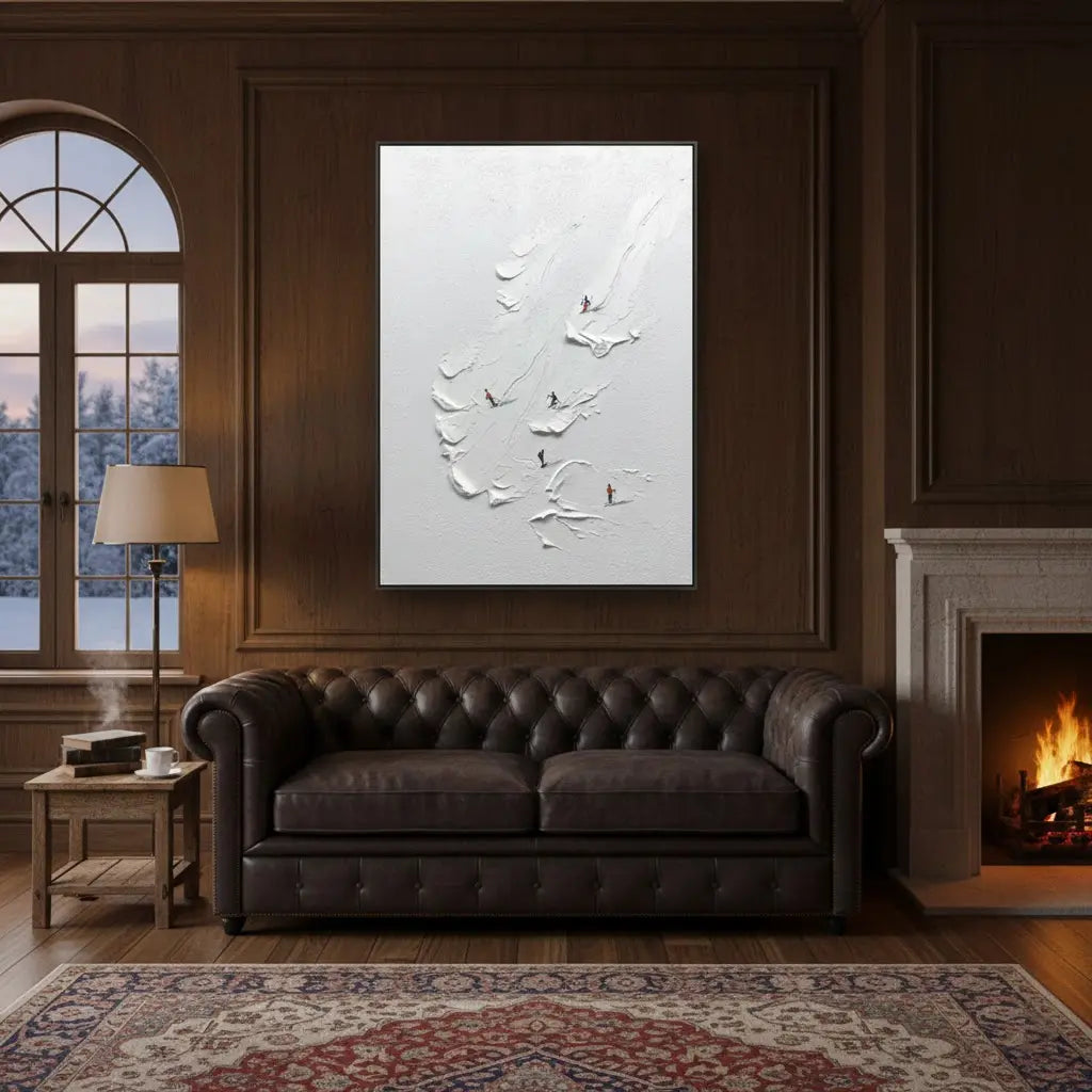White Skiing Sport Art Textured Painting Canvas #P134 ArtiQuo
