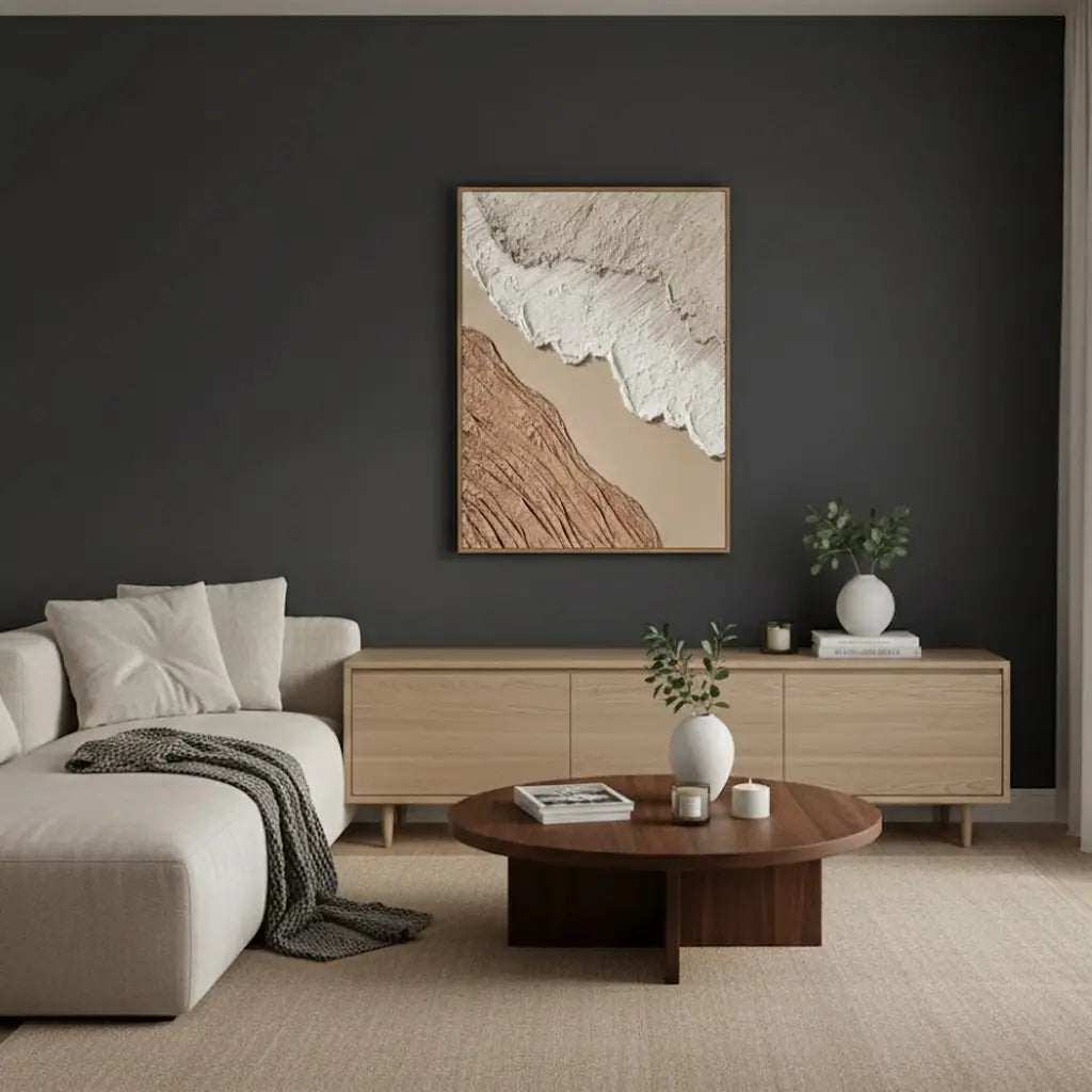 Beige & Brown Abstract #P161 ArtiQuo