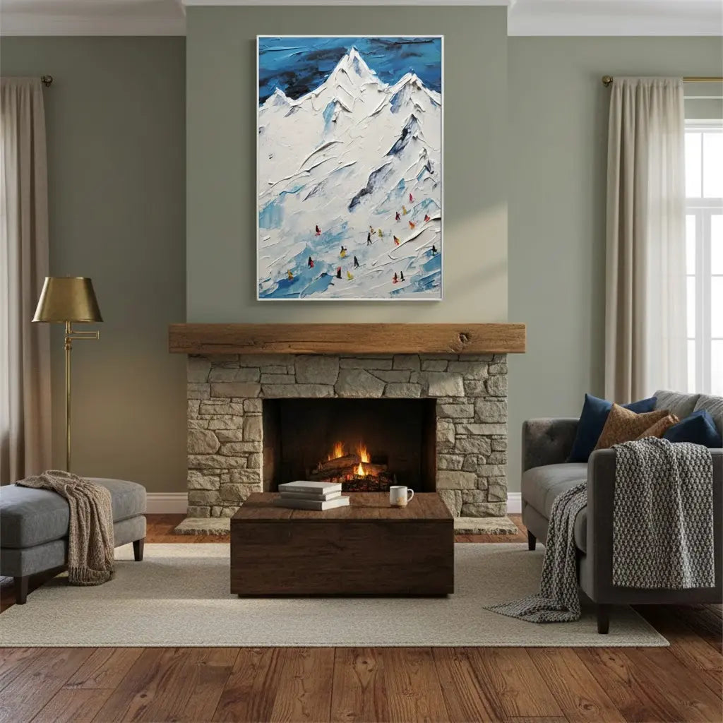 Skiing Sport Art Textured Painting Canvas #P172 ArtiQuo