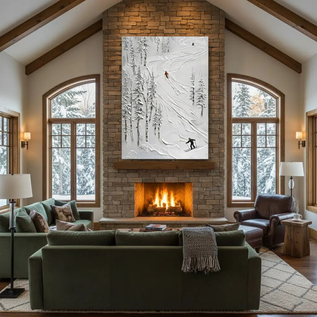 Skiing Sport Art Textured Painting Canvas #P173 ArtiQuo