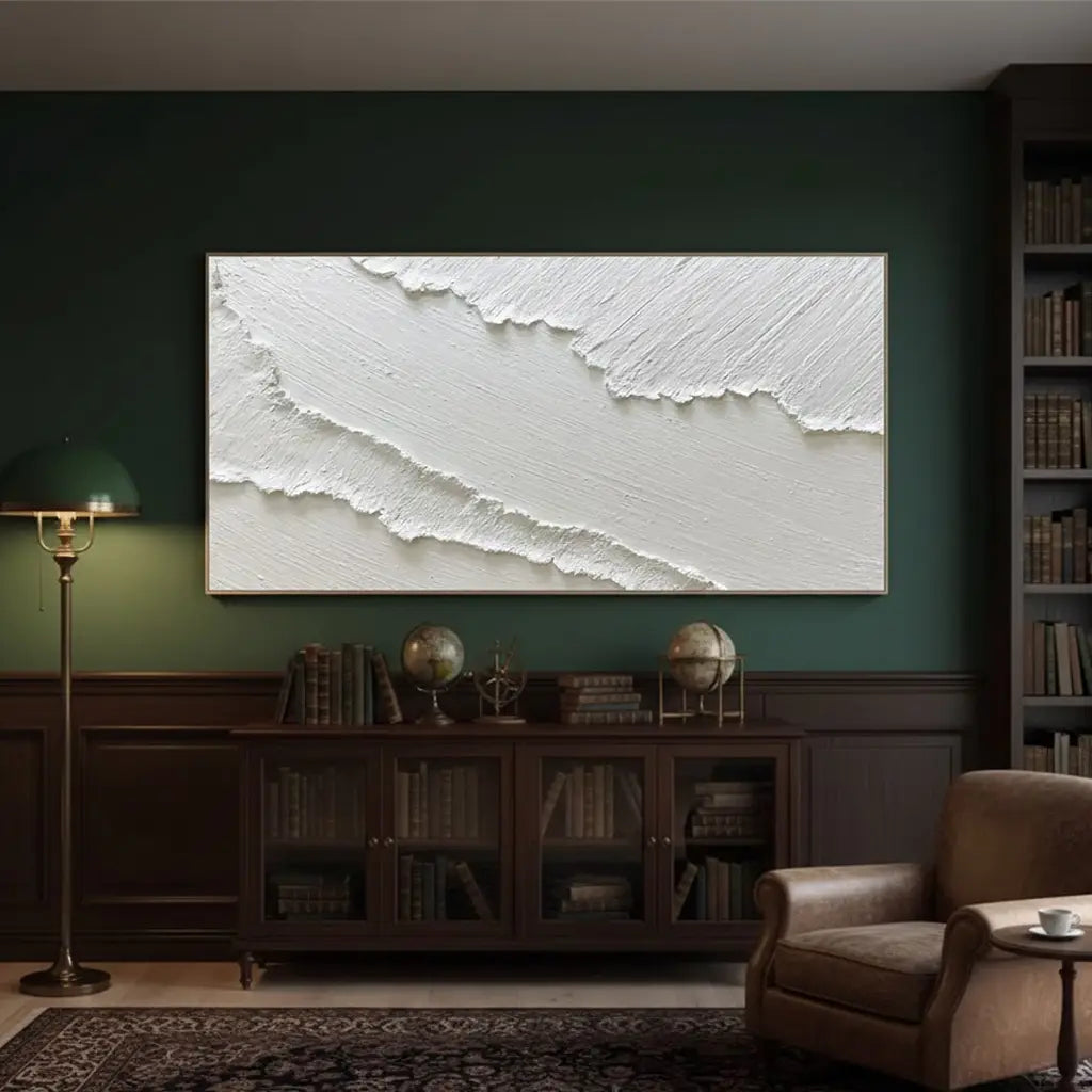 White Minimalist Textured Painting Canvas #P188 ArtiQuo