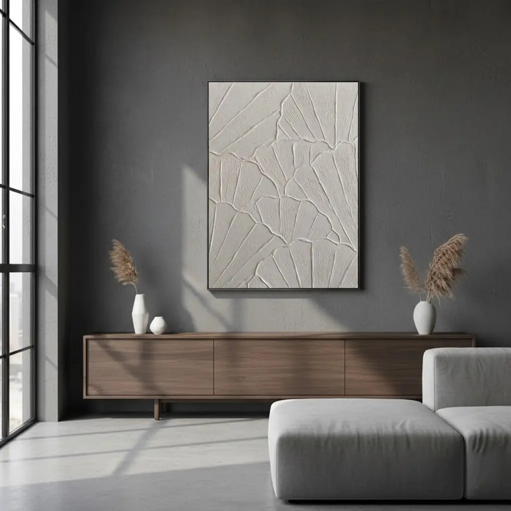 White Minimalist Textured Painting Canvas #P198 ArtiQuo