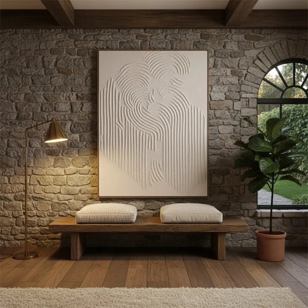 Beige & Brown Abstract Textured Painting Canvas #BBM1 ArtiQuo