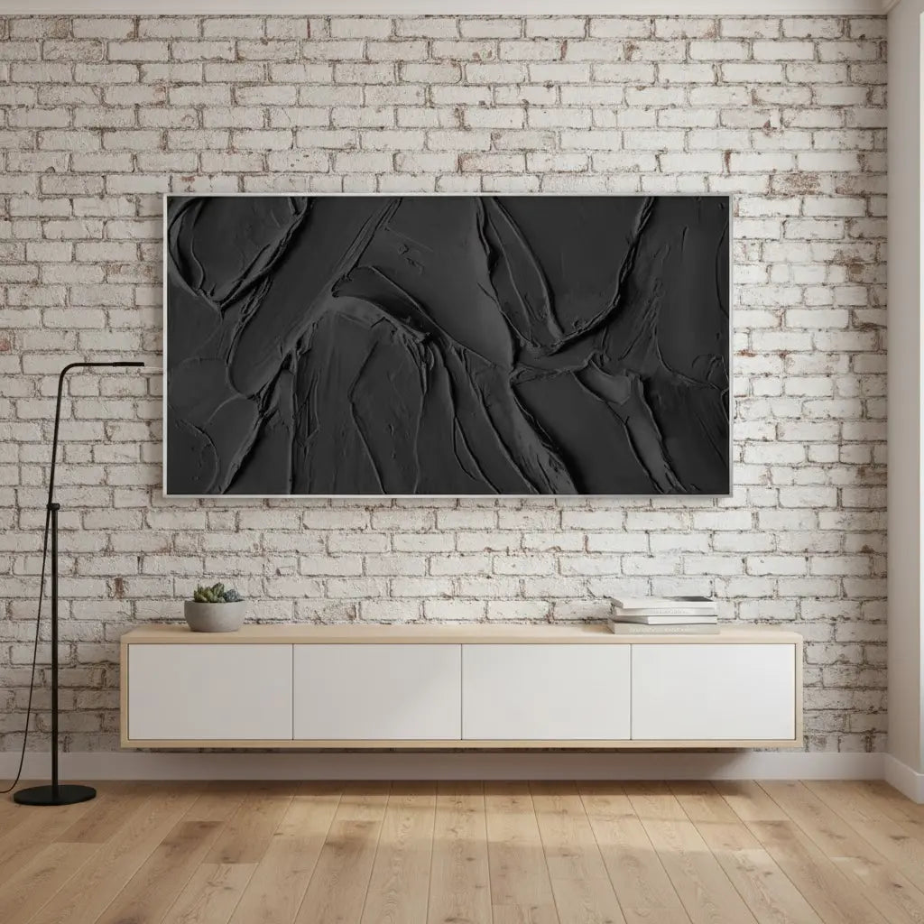 Black Plaster Art Minimalist Textured Painting #BM1 ArtiQuo