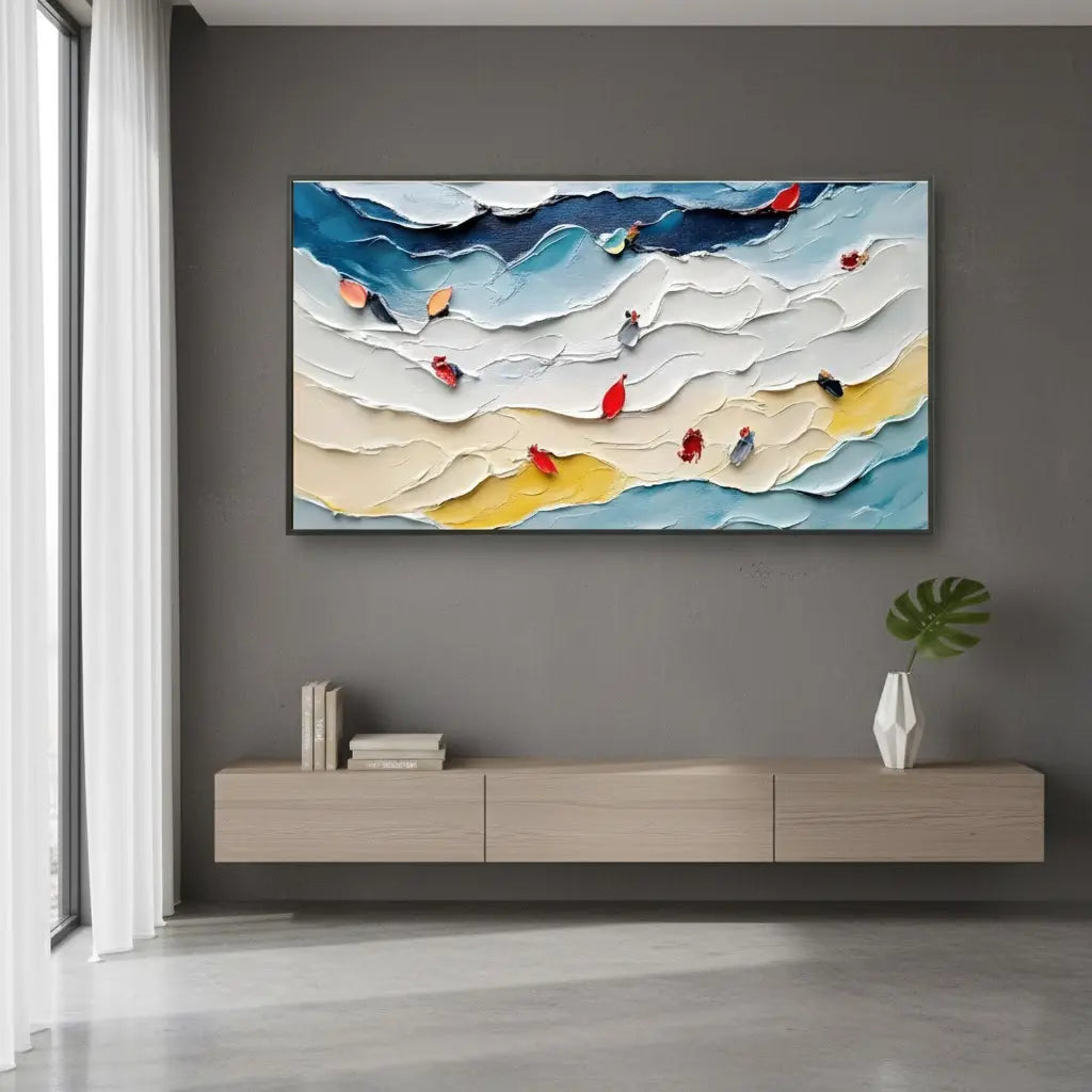 Colorful Ocean And Sky Abstract Textured Canvas Art #P227 ArtiQuo