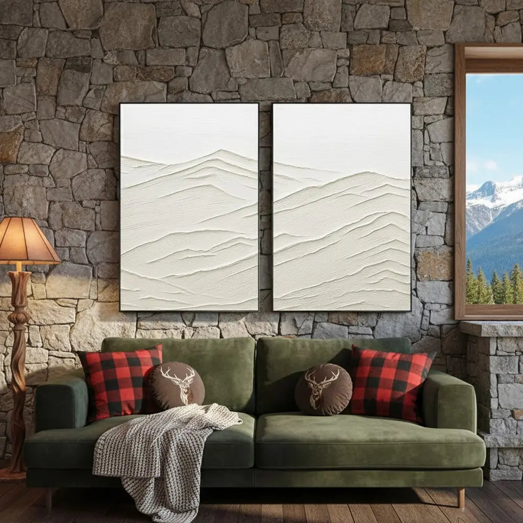 Plaster Art Minimalist Textured Paintings Set of 2 #P22 ArtiQuo