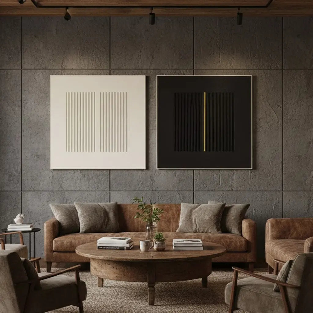 Beige & Black Wabi Sabi Square Set of 2 Wall Art #P236 ArtiQuo