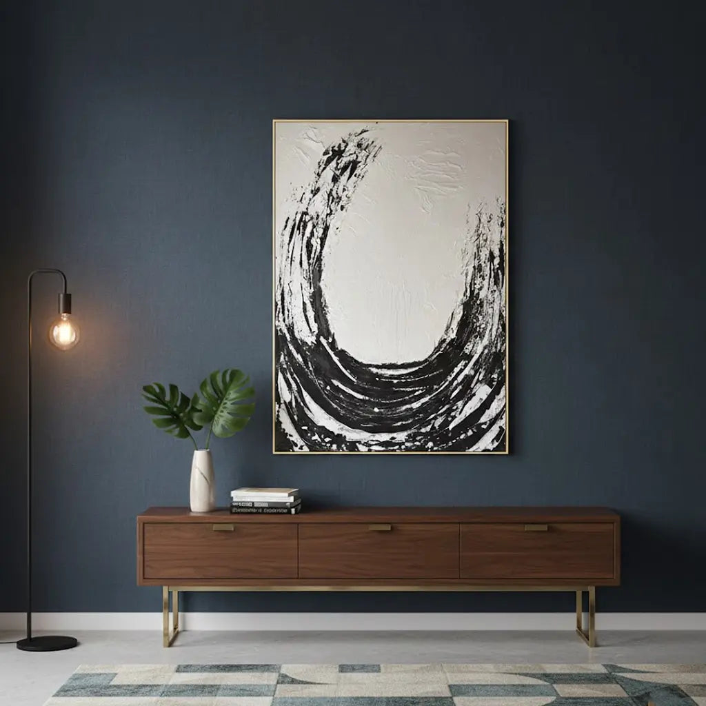 Black White Textured Minimalist Wall Art #BM25 ArtiQuo
