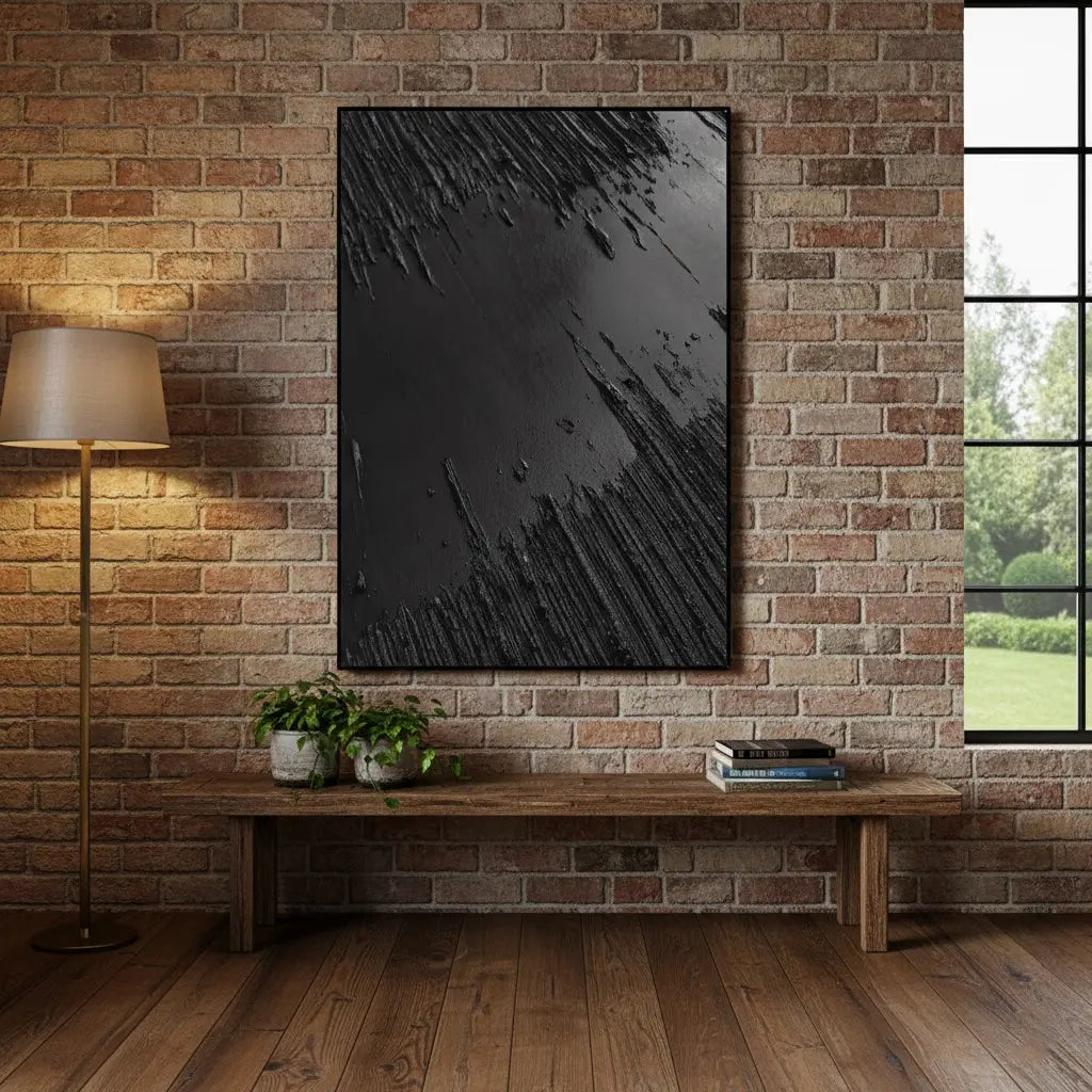 Black Minimalist Textured Painting Canvas #BM26 ArtiQuo