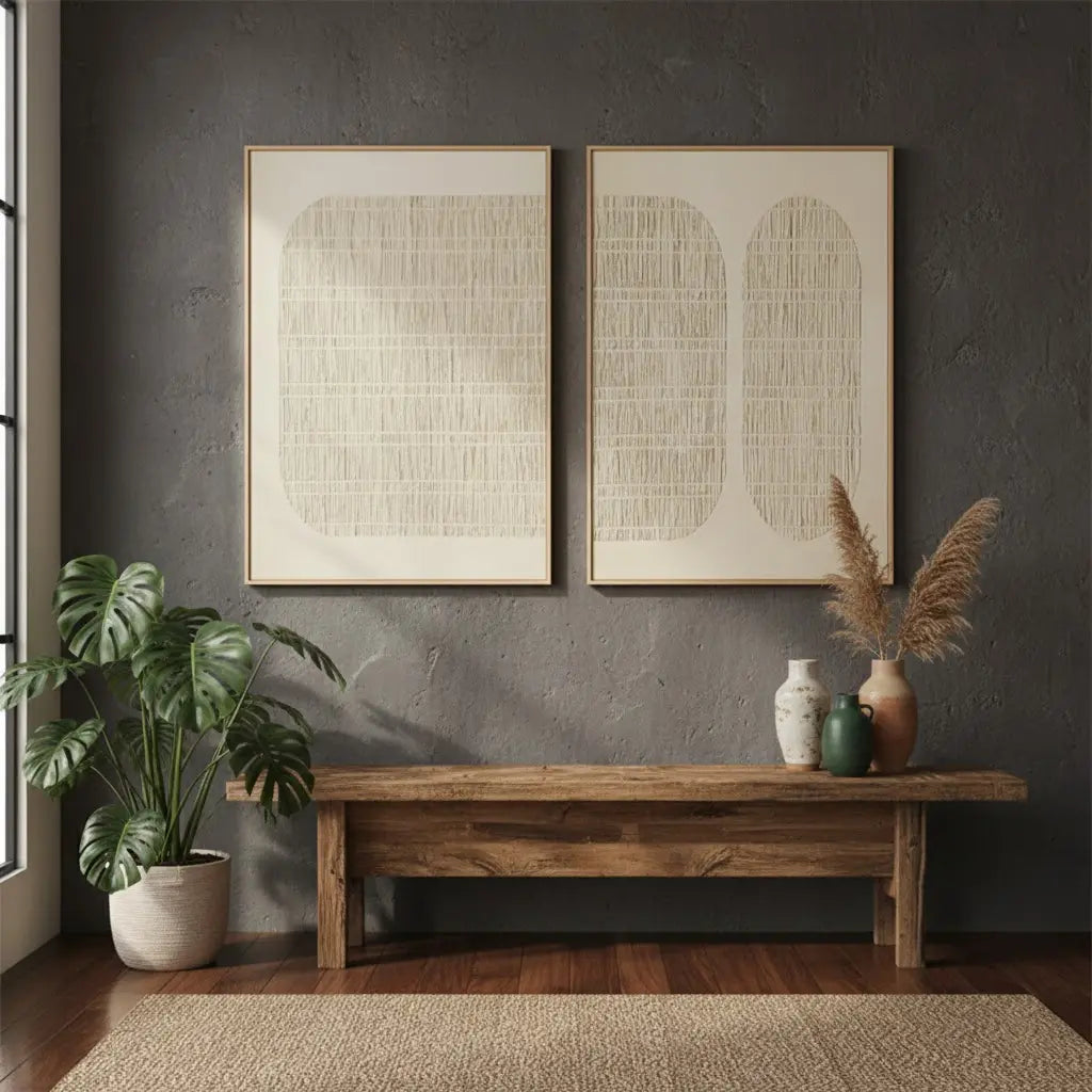 Beige & Brown Abstract Set of 2 #BBM28 ArtiQuo