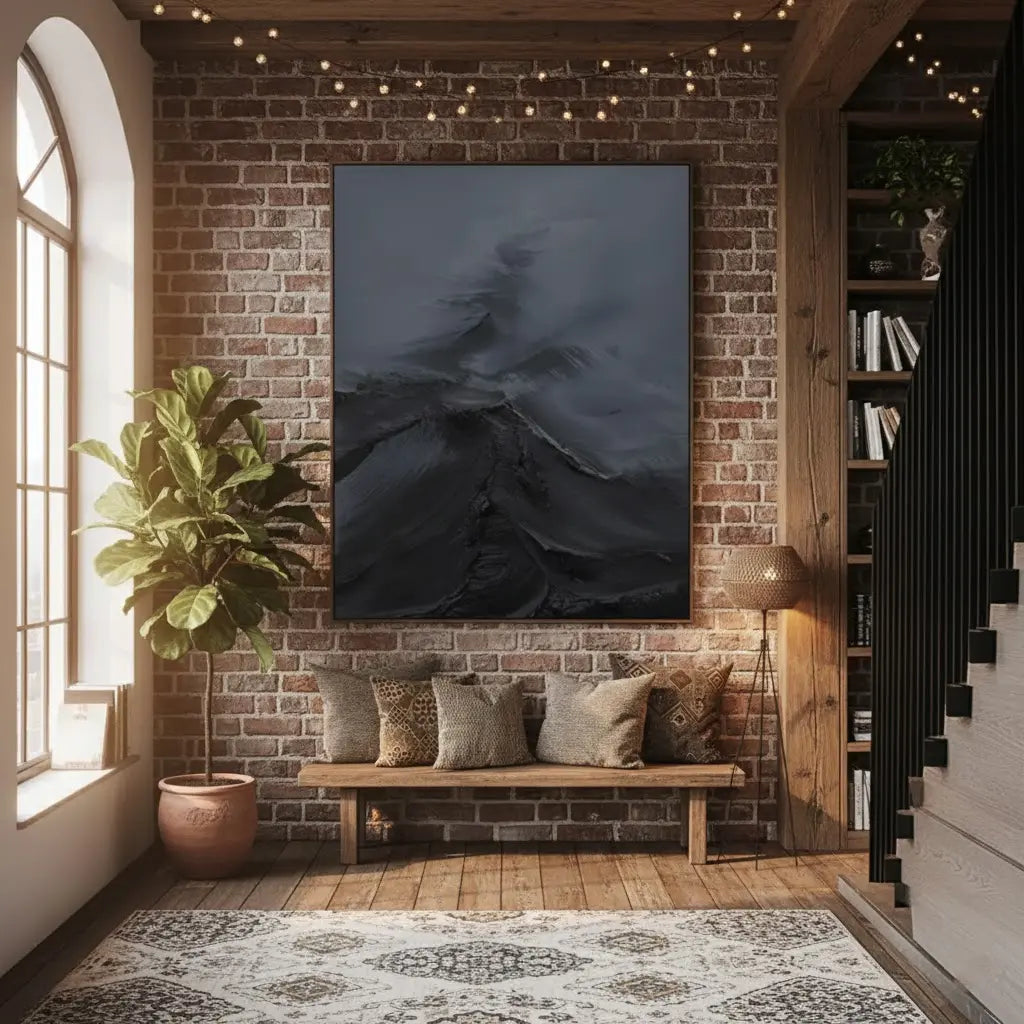 Black Minimalist Textured Painting #BM29 ArtiQuo