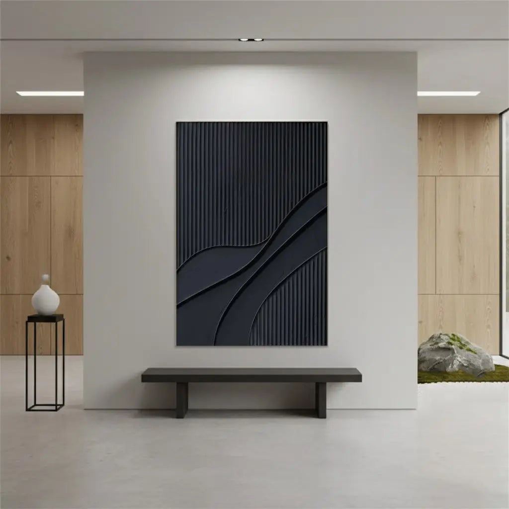 Black Minimalist Textured Painting Canvas #BM34 ArtiQuo