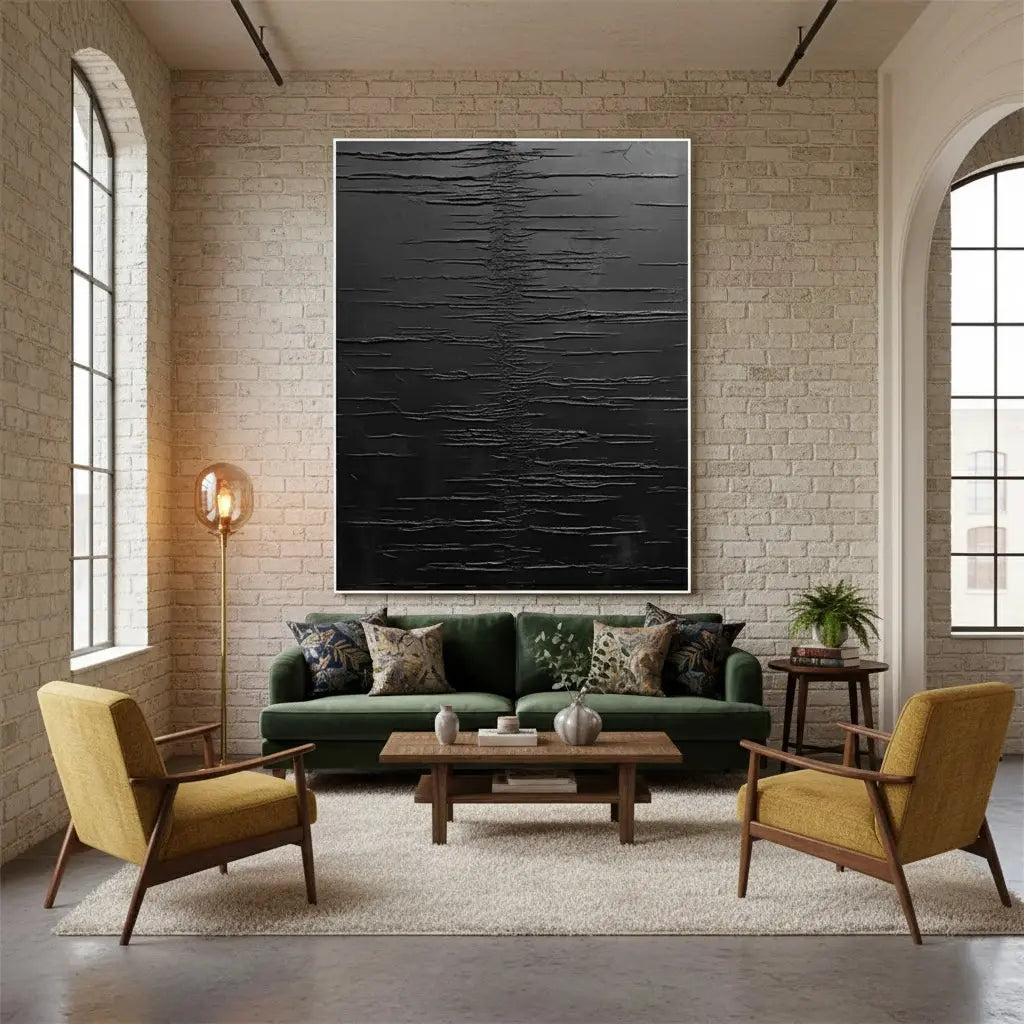 Black Minimalist Textured Painting Canvas #BM38 ArtiQuo