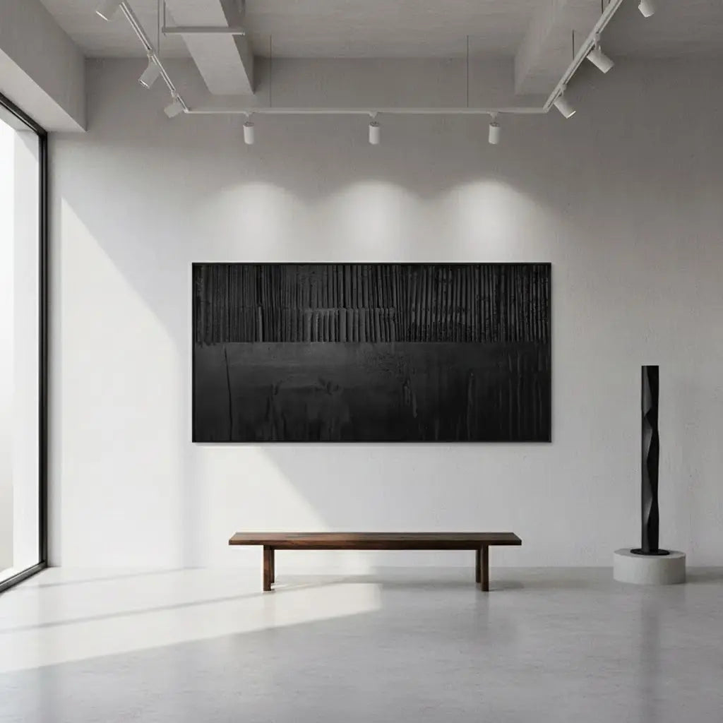 Black Minimalist Textured Painting Canvas #BM48 ArtiQuo