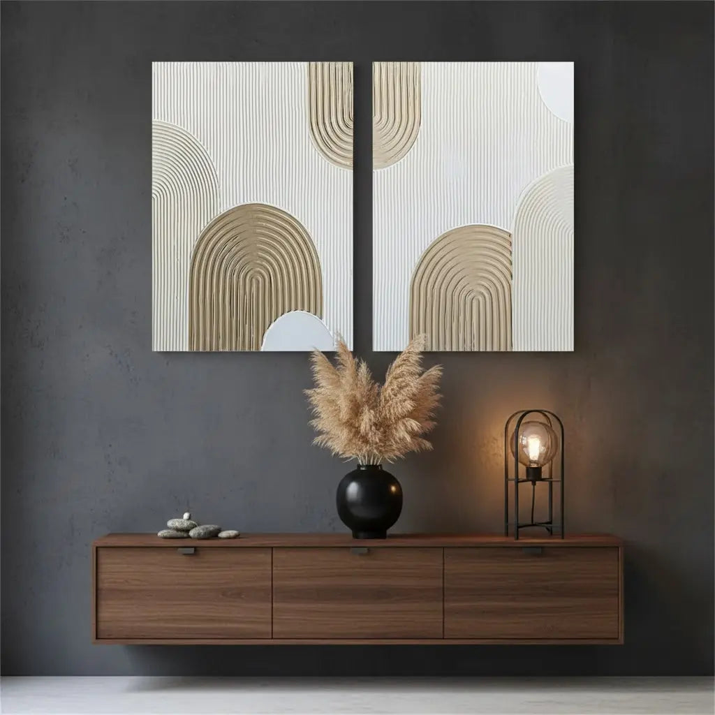Beige & Brown Abstract Set of 2 #BBM48 ArtiQuo