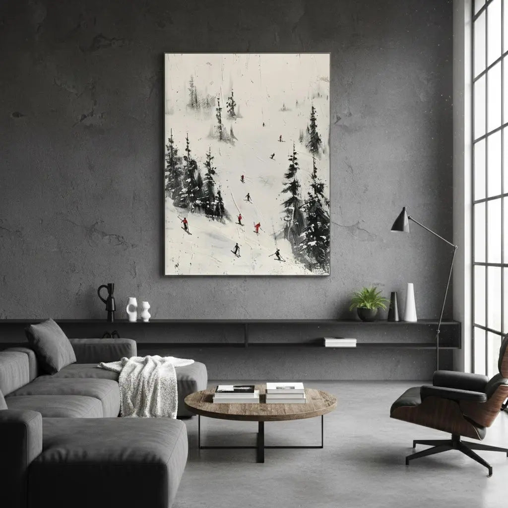 Skiing Sport Art Textured Painting Canvas #P69 ArtiQuo