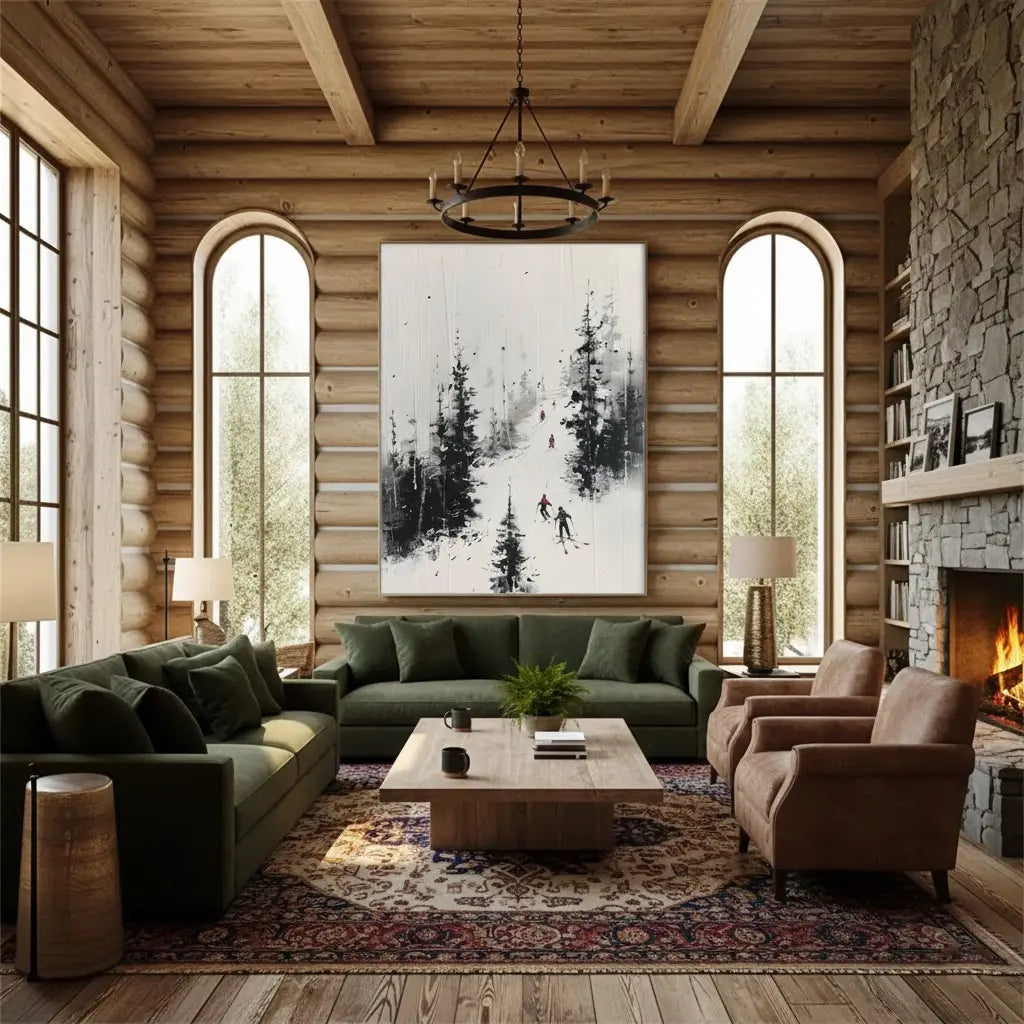 Skiing Sport Art Textured Painting Canvas #P96 ArtiQuo