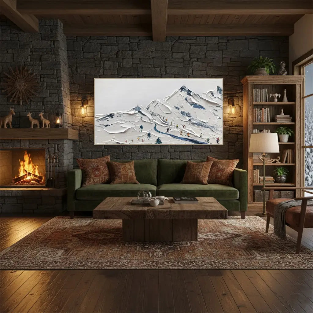 Skiing Sport Art Textured Painting Canvas #P9 ArtiQuo