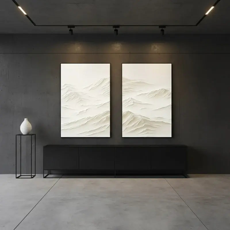 Plaster Art Minimalist Textured Paintings Set of 2 #WM35 ArtiQuo