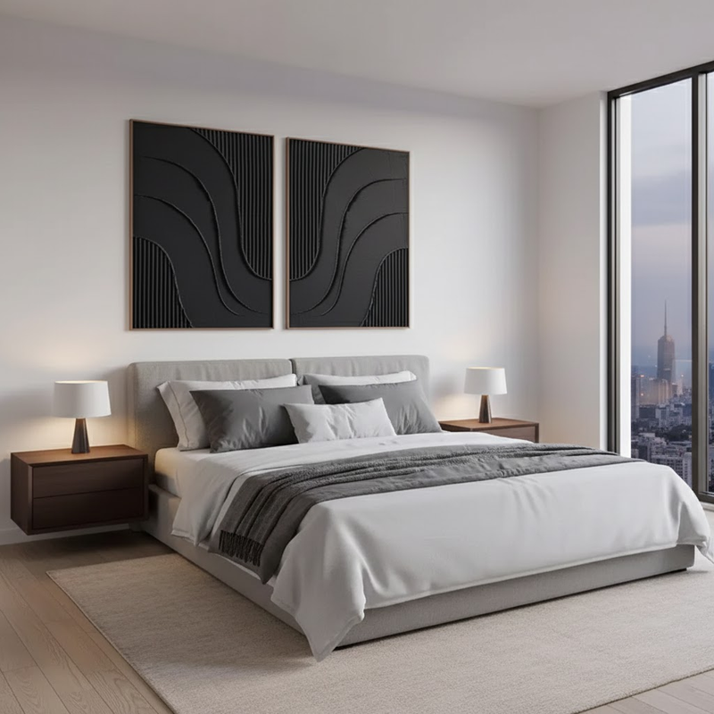 Modern house décor with neutral wall art