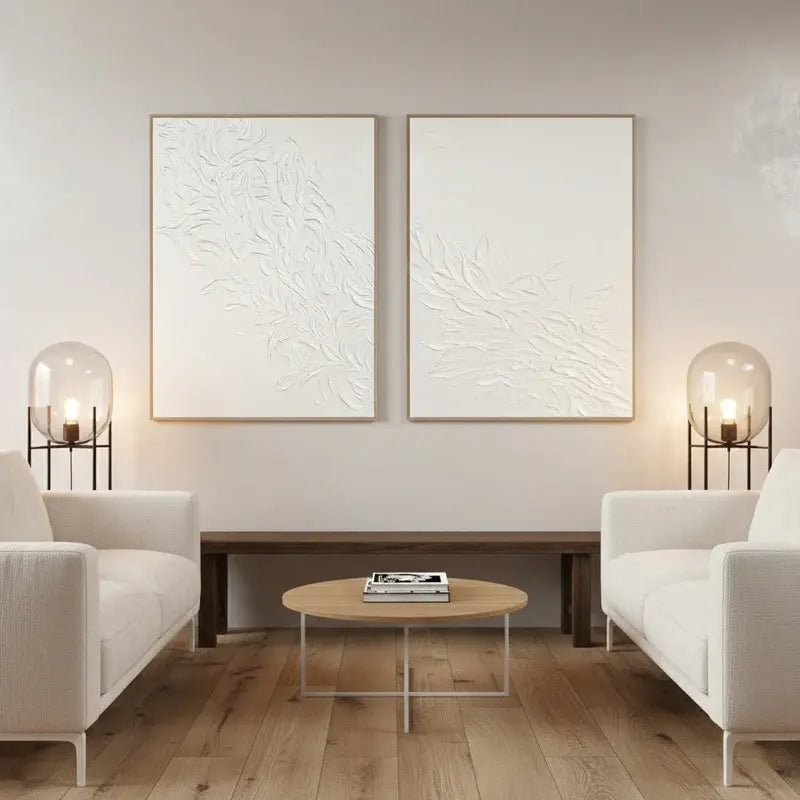 white textured wall art modern style