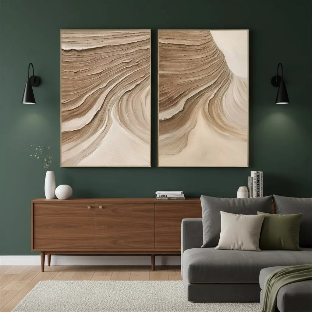 Beige & Brown Abstract Set of 2 #P107 ArtiQuo