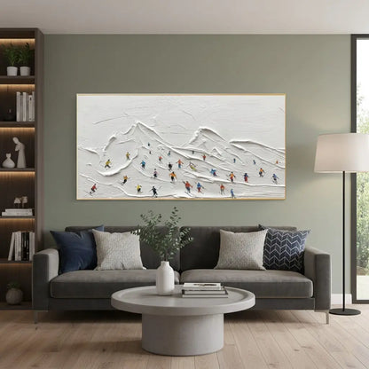 Skiing Sport Art Textured Painting Canvas #P119 ArtiQuo