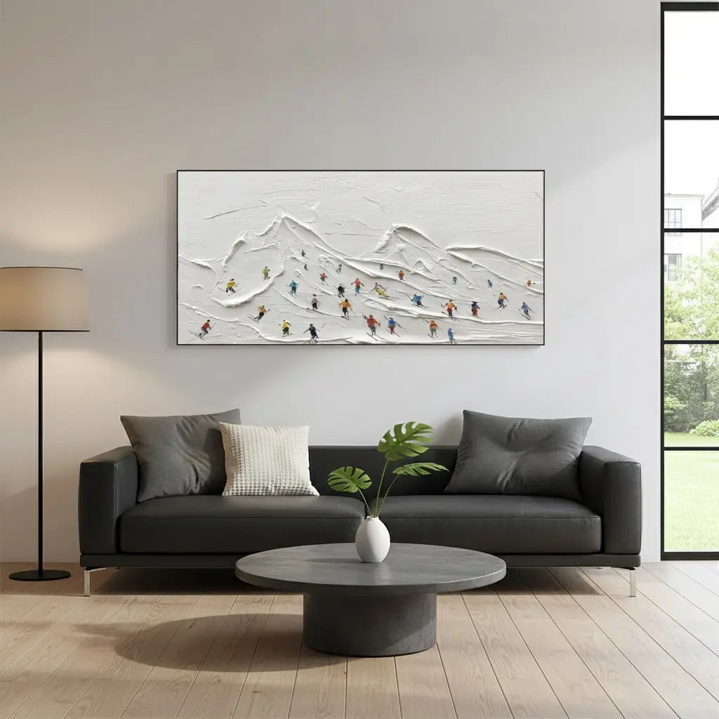Skiing Sport Art Textured Painting Canvas #P119 ArtiQuo