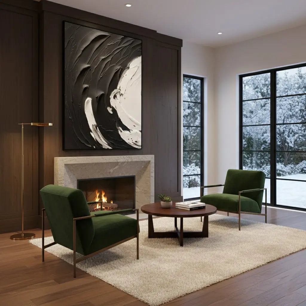 Black White Textured Minimalist Wall Art #BM11 ArtiQuo