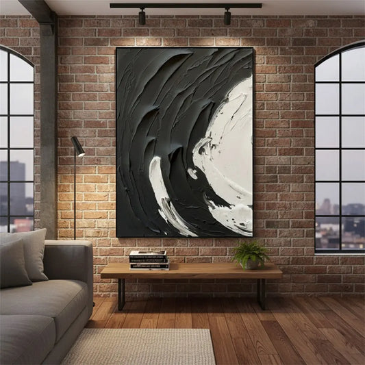 Black White Textured Minimalist Wall Art #BM11 ArtiQuo