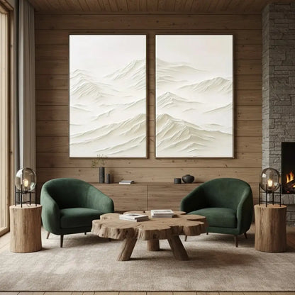 Plaster Art Minimalist Textured Paintings Set of 2 #P120 ArtiQuo