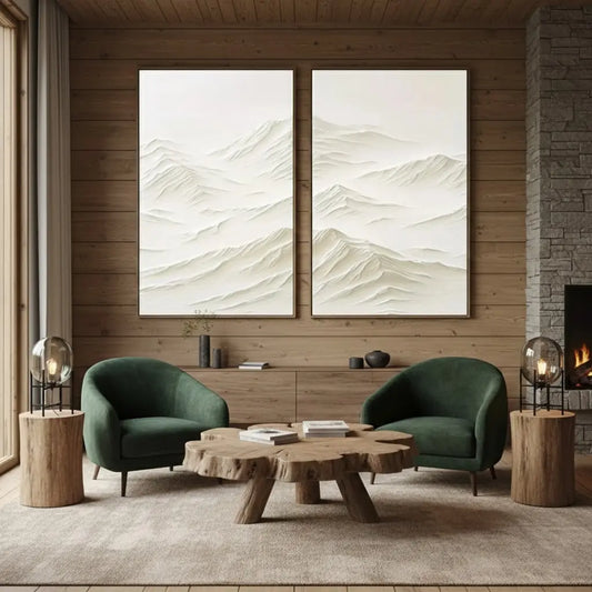 Plaster Art Minimalist Textured Paintings Set of 2 #P120 ArtiQuo