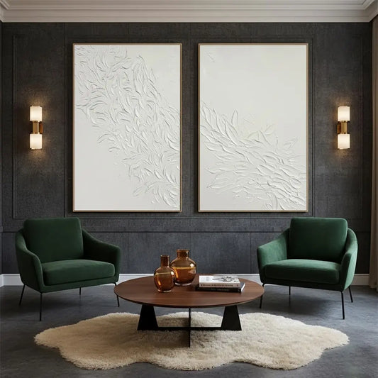 Plaster Art Minimalist Textured Paintings Set of 2 #P121 ArtiQuo