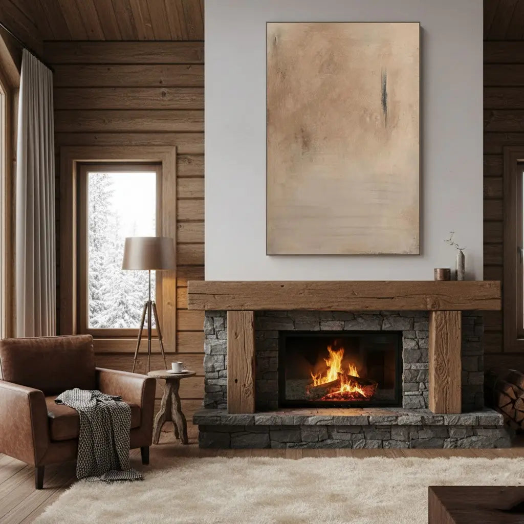 Beige & Brown Abstract Wall Art #PB122 ArtiQuo