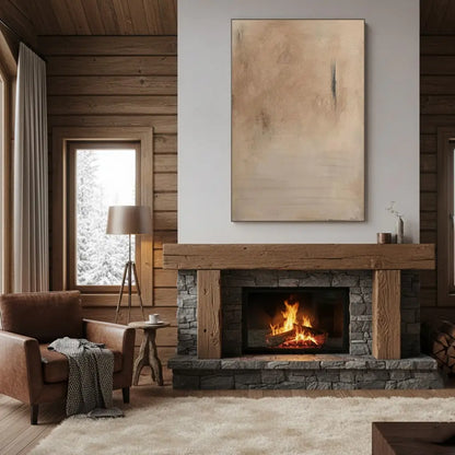 Beige & Brown Abstract Wall Art #PB122 ArtiQuo