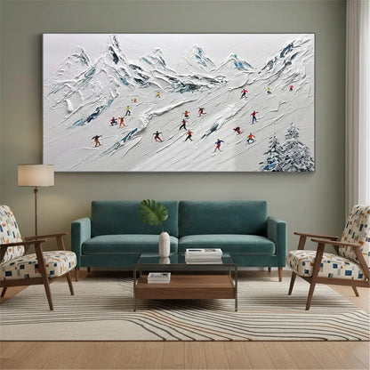 Skiing Sport Art Textured Painting Canvas #P125 ArtiQuo