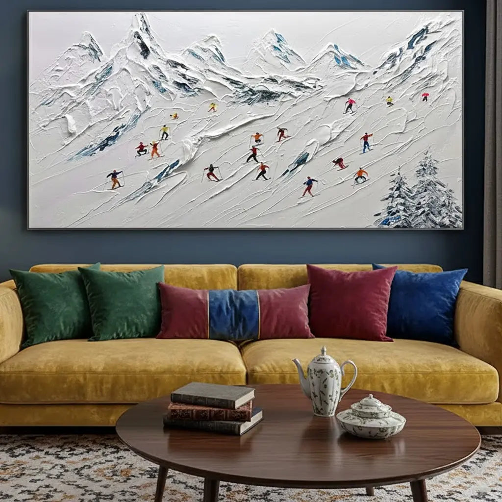 Skiing Sport Art Textured Painting Canvas #P125 ArtiQuo