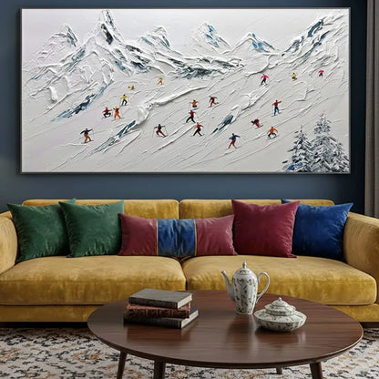 Skiing Sport Art Textured Painting Canvas #P125 ArtiQuo