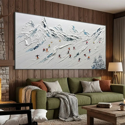 Skiing Sport Art Textured Painting Canvas #P125 ArtiQuo