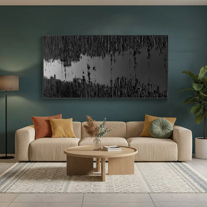 Black Minimalist Textured Painting #P127 ArtiQuo