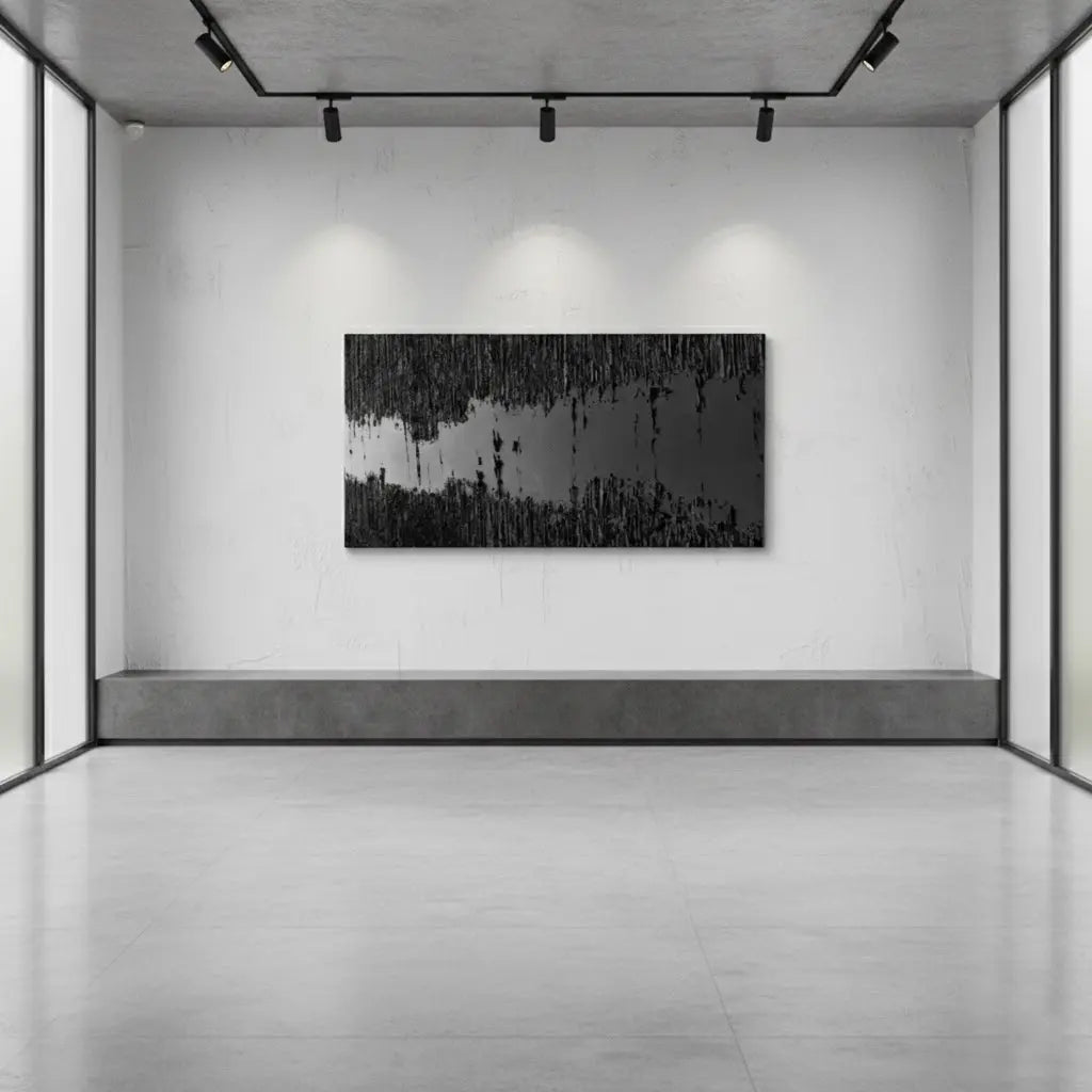 Black Minimalist Textured Painting #P127 ArtiQuo