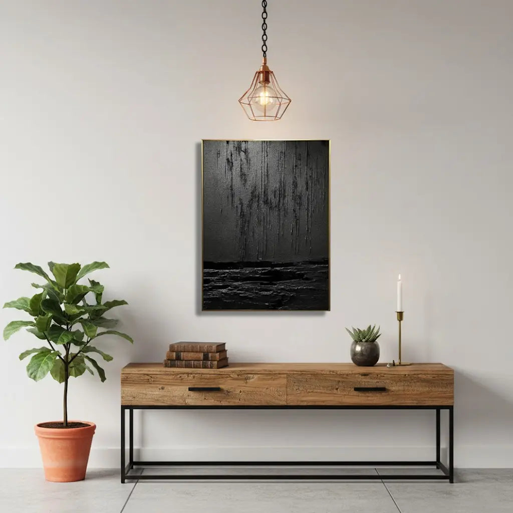 Black Minimalist Textured Painting Canvas #BM12 ArtiQuo