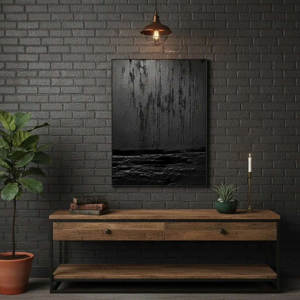 Black Minimalist Textured Painting Canvas #BM12 ArtiQuo