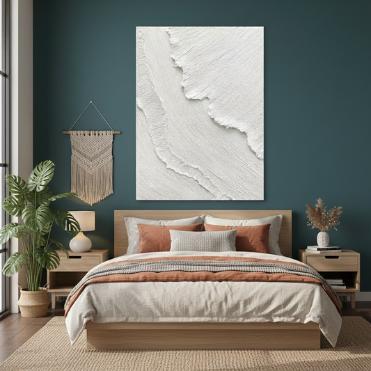 White Minimalist Textured Painting Canvas #P130