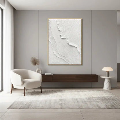 White Minimalist Textured Painting Canvas #P130 ArtiQuo