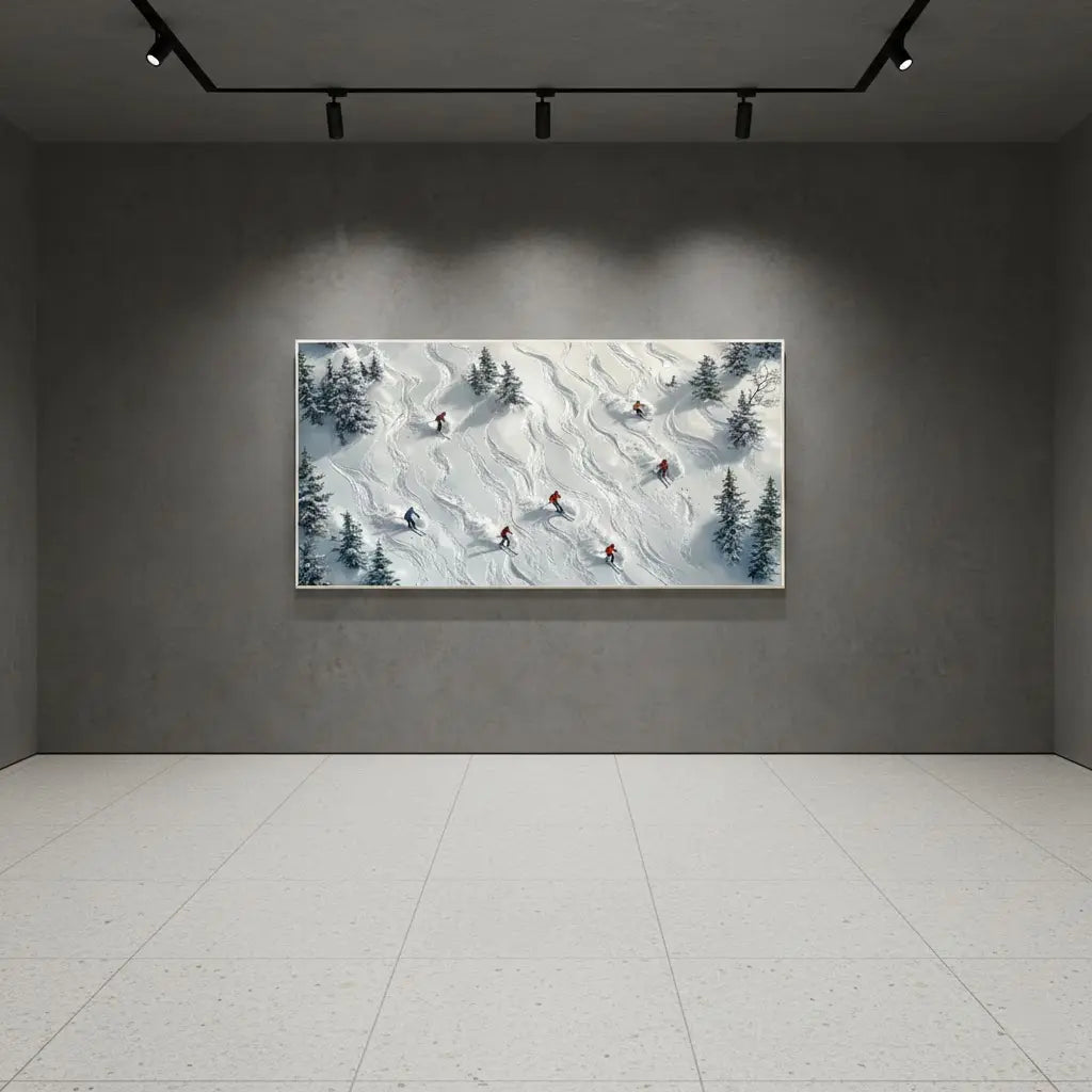 Skiing Sport Art Textured Painting Canvas #P133 ArtiQuo