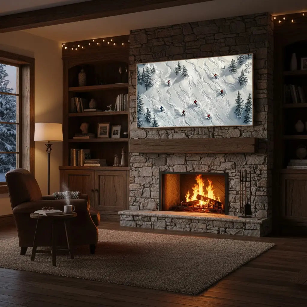 Skiing Sport Art Textured Painting Canvas #P133 ArtiQuo