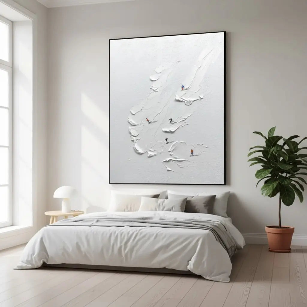 White Skiing Sport Art Textured Painting Canvas #P134 ArtiQuo